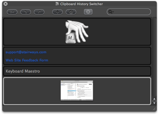 Clipboard History Switcher Window