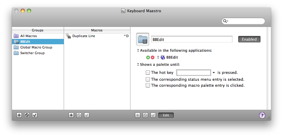 Macro Group Editor