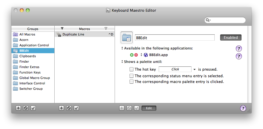 Macro Group Editor