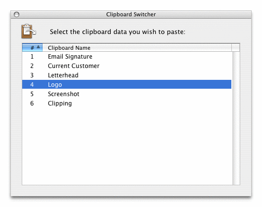 Clipboard Switcher Window